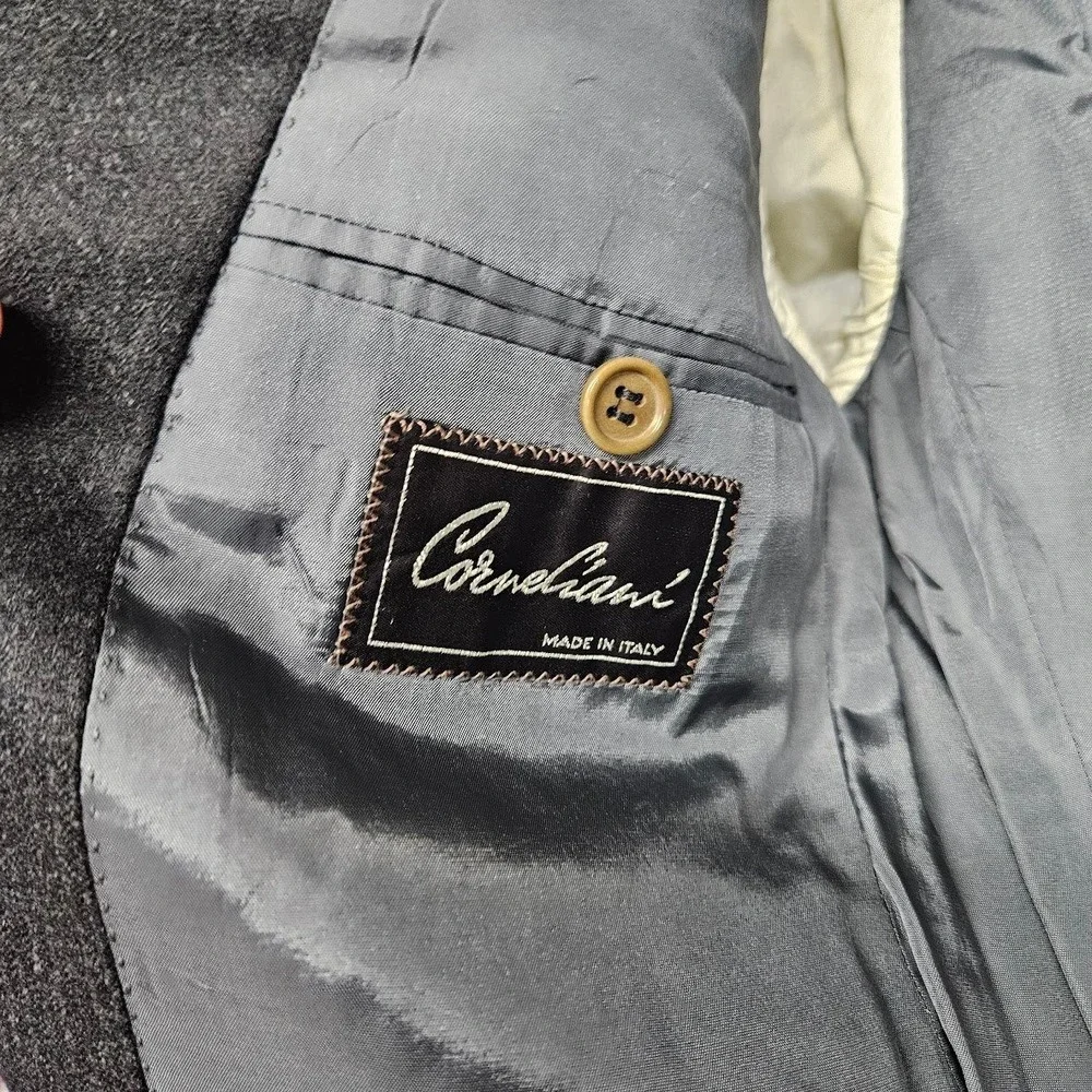 Corneliani Blazer Vest Mens 36 Charcoal Grey Wool 2 Piece Set Made in Italy